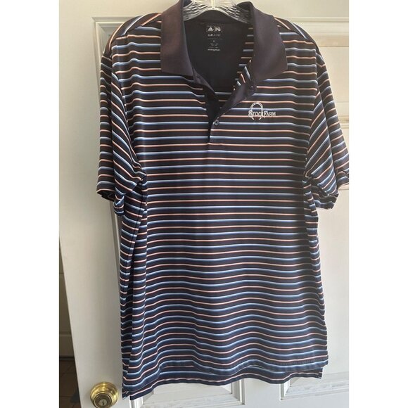 Adidas Men's Polo Golf Pull On Stripe Shirt Size XL - Picture 2 of 11